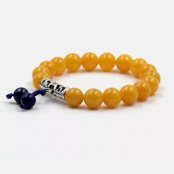 Yellow Gemstone Lapis Lazuli Topaz silvering Bracelet Chakra Bracelet Mala Bead - Picture 2 of 2